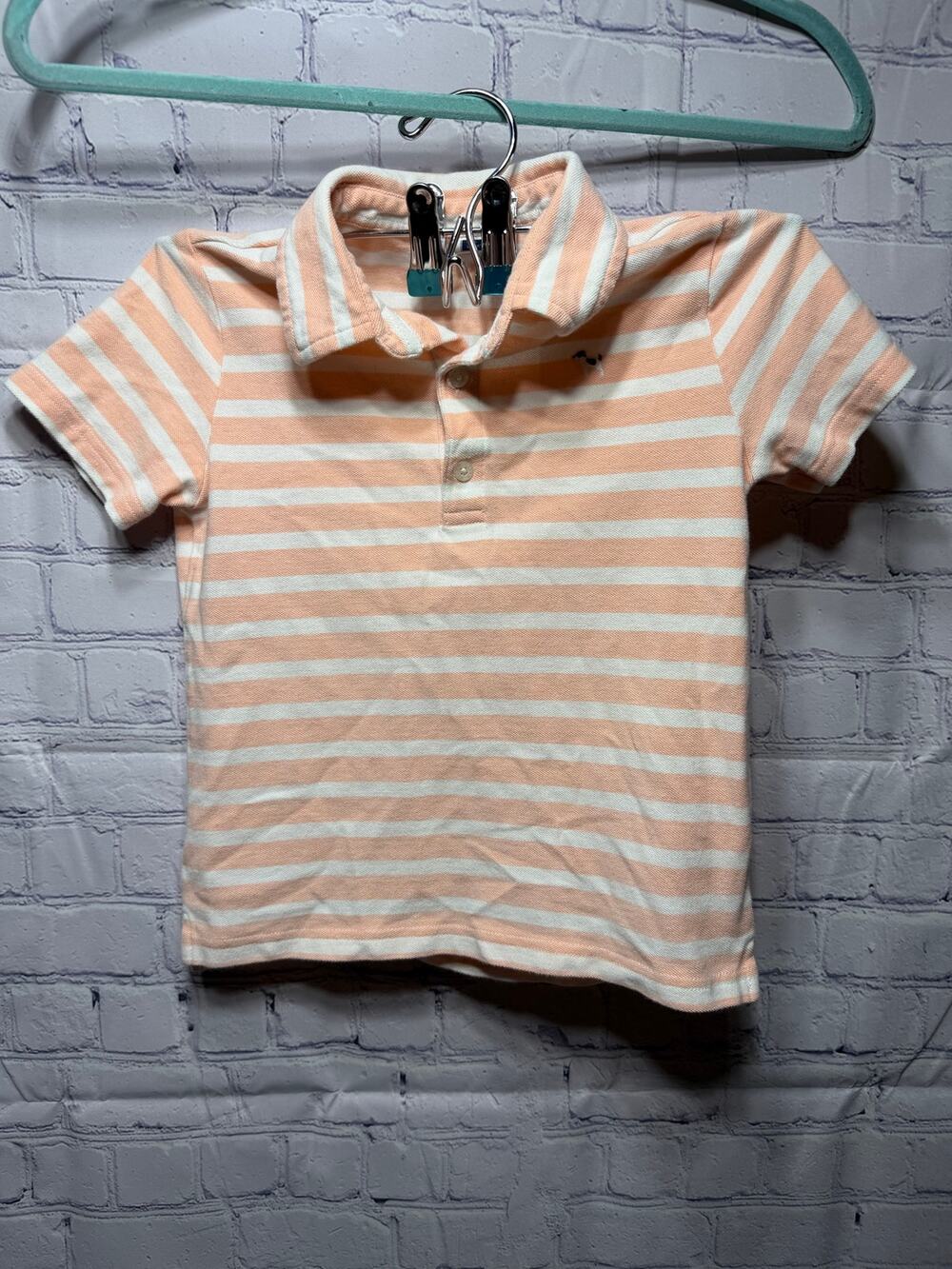 Janie and Jack Boys Pink White Striped Short Sleeve Polo Size 5 Preppy